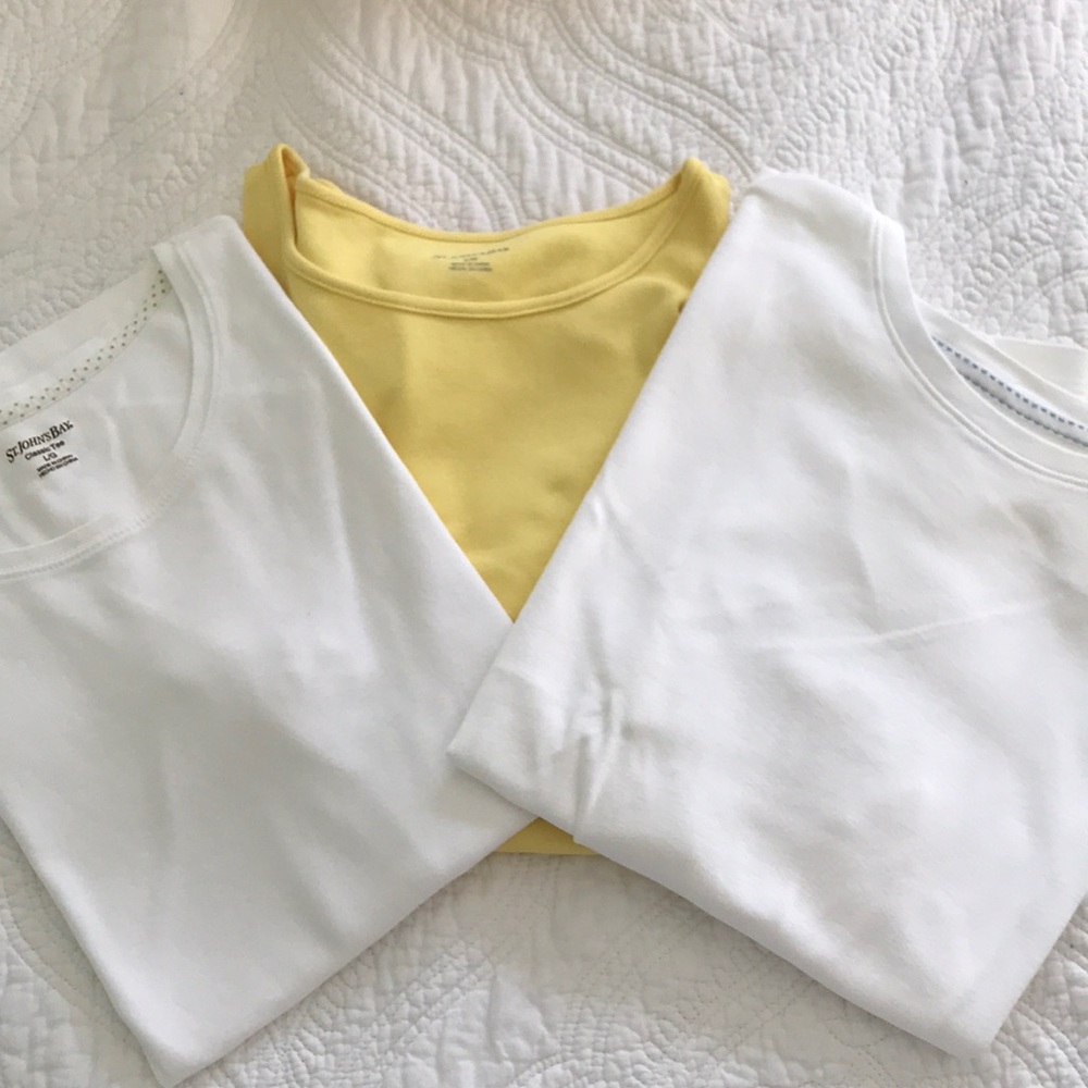 St John’s Bay tees two white, one yellow size large